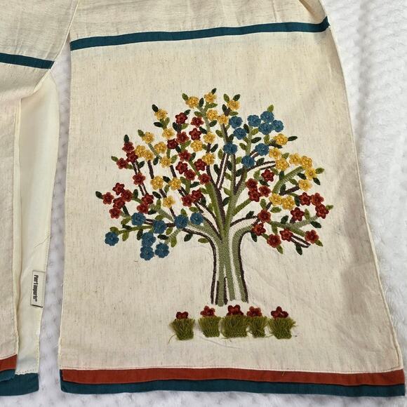 Pier 1 Imports Flower Tree Table Runner Embroidered Vintage 12"x72" - Picture 2 of 7
